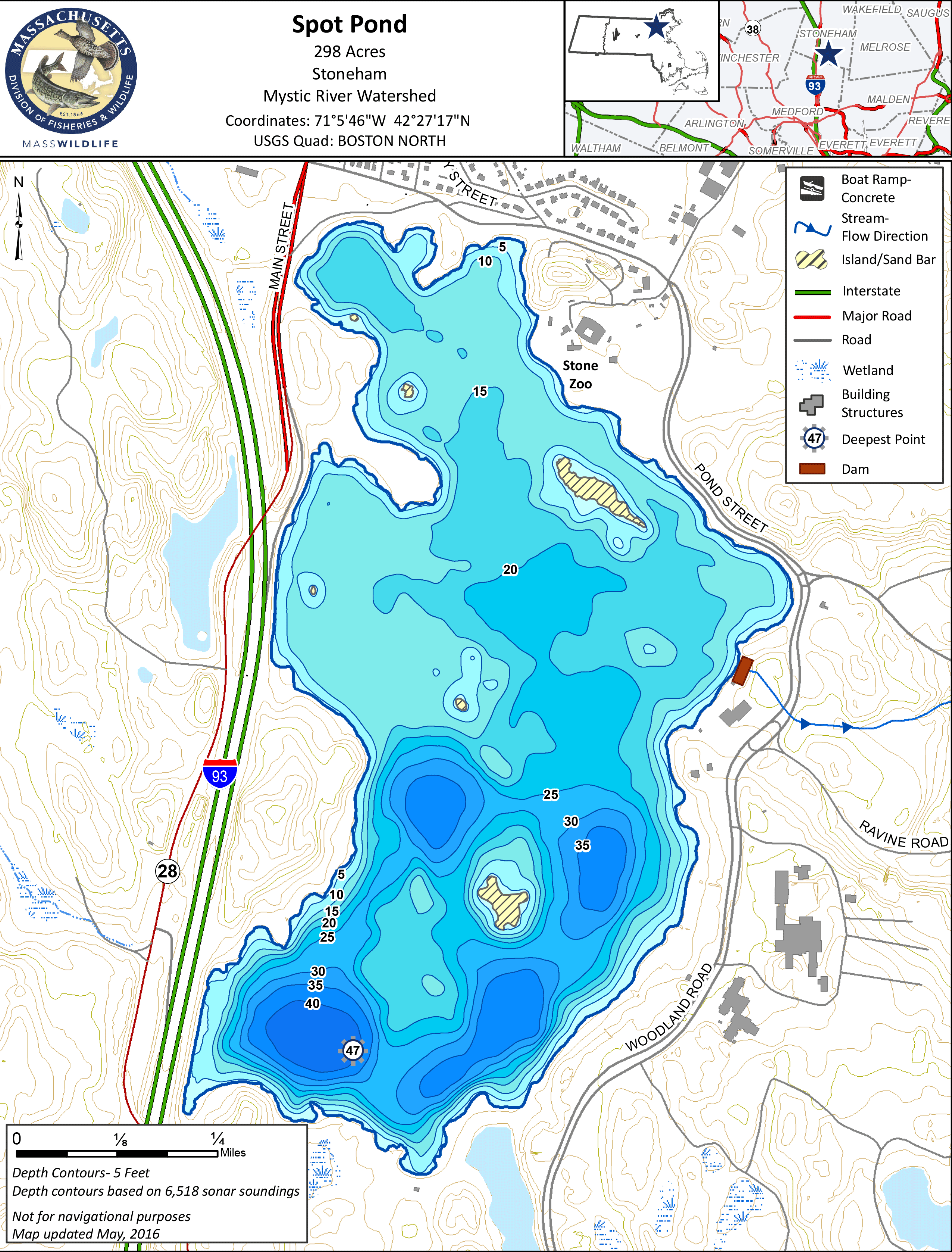 Spot Pond Paddling Map